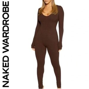 Naked Wardrobe 🤎 NW sculpt Jumpsuit | Dark Chocolate | NWT | XS